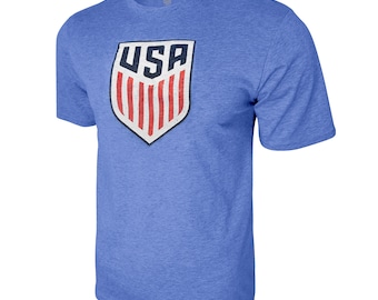 U.S. Soccer USMNT Logo Adult T-Shirt Sky Blue Logo [Custom] Name + Number