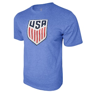 U.S. Soccer Federation USMNT Logo Adult T-Shirt Sky Blue Logo Name and Number