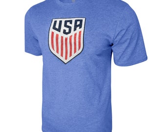 U.S. Soccer Federation USMNT Logo Adult T-Shirt Sky Blue Logo Name and Number