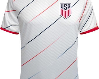 Camiseta de fútbol USMNT Game Day 2026: Camiseta de poliéster con licencia oficial - Línea del equipo local en color blanco