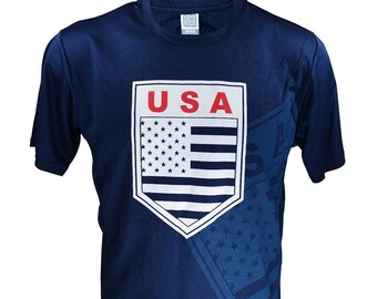 Add Name & Number USA Flag USA Game Training Poly Jersey - Home Navy