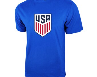 U.S. Soccer USMNT Logo Adult T-Shirt Royal Blue / White Logo [Custom] Name + Number