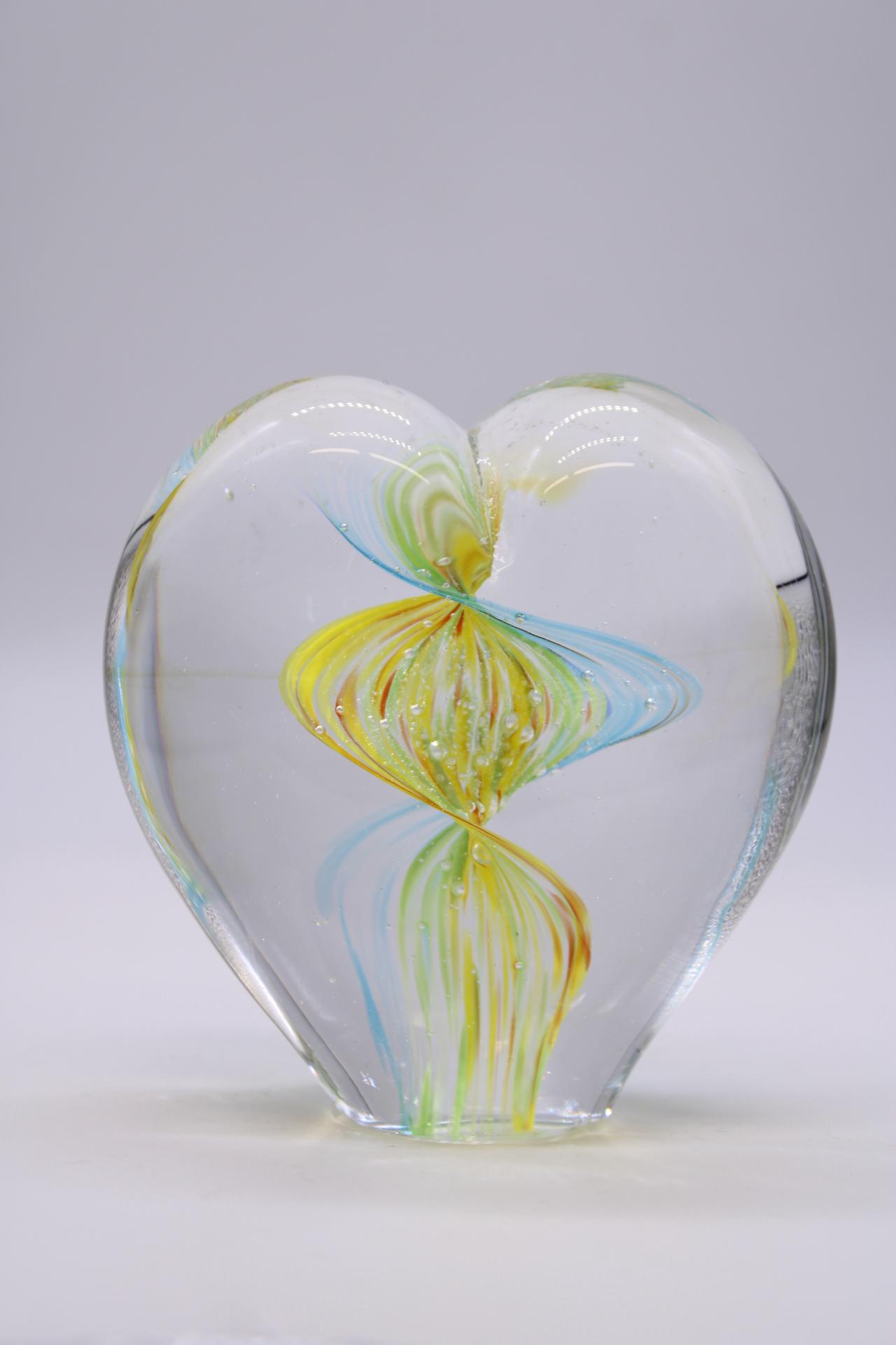 100% Handcraft Glass Delicate Swirls of Soft Rainbow Heart Glass ...