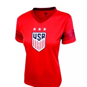U.S. Soccer USWNT Ladies Champion 3 Stars Game Day Shirt Women Poly T-Shirt - Women&#39;s Soccer  World Cup Custom Your Name & Number