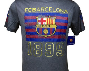 FC Barcelona Officially Licensed Soccer Poly Shirt Jersey -1899 Grey Custom Your Name & Number