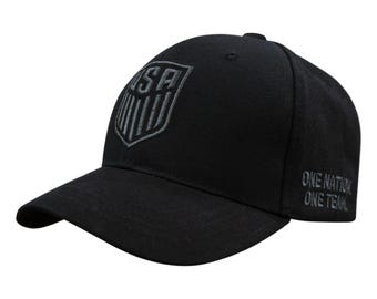 US Soccer Blackout Official Licensed Soccer Adjustable Cap - Custom Name Initials - Blackout Cap