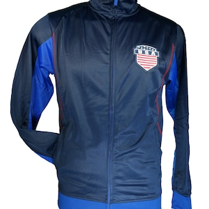 USA Country Full-Zip Game Training Soccer Jacket Navy A Grade Custom Name & Number
