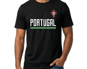 Camiseta oficial número 7 de la selección nacional de fútbol de Portugal - Nombre personalizado en la manga (lado derecho) - Camiseta negra