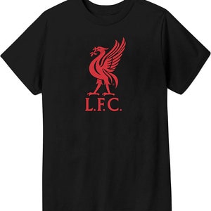 Liverpool Youth Soccer T-Shirt – Official Cotton Short Sleeve World Football Club Casual Active Graphic Youth Kids Top Tee-Black