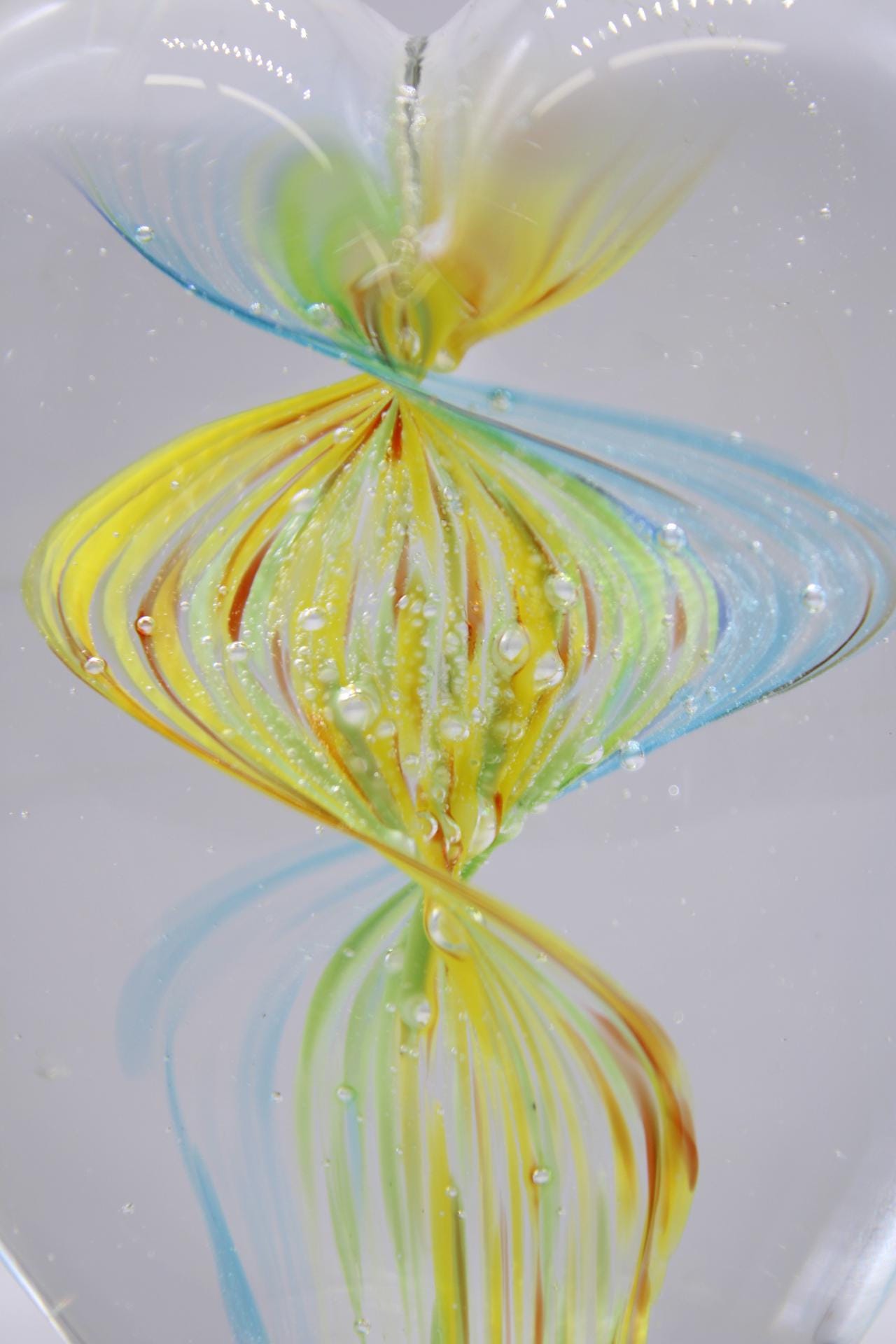 100% Handcraft Glass Delicate Swirls of Soft Rainbow Heart Glass ...