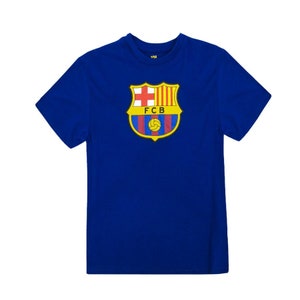 FC Barcelona Logo Youth T-Shirt - Royal Blue Name and Number