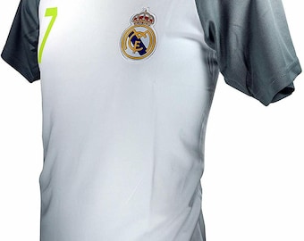 Real Madrid Soccer "7" YOUTH  Official Soccer Training Performance Poly Jersey - White