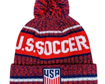 U.S Soccer Identity Adult Beanie - Red - Custom Name Initials