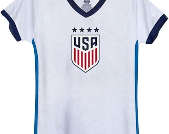 USWNT Girl's Soccer Jersey: Official U.S. Soccer 4 Star Tee (Custom Name & Number)