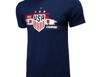 U.S. Soccer Federation USWNT Logo Adult T-Shirt Navy Logo 2019 [Custom] Name + Number