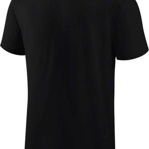 May include: A black short-sleeved t-shirt.