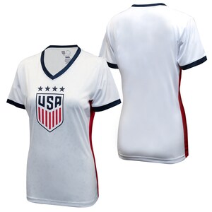 Camiseta de poliéster con cuello en V de 4 estrellas de la USWNT para mujer - Campeona 2023 imagen 3