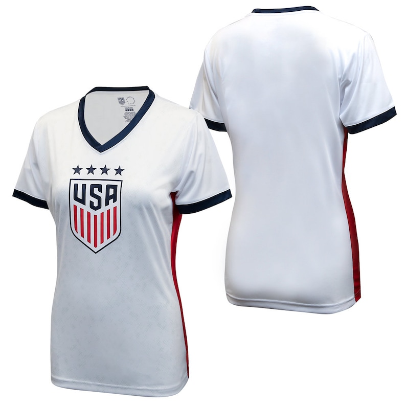 Camiseta de poliéster con cuello en V de 4 estrellas de la USWNT para mujer - Campeona 2023 imagen 3