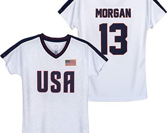 USWNT Morgan #13 Youth Soccer Jersey - White Poly Elite Game Jersey