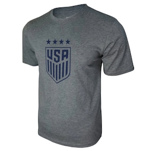 U.S Soccer USWNT Distressed Logo - Heather Grey Adult Men Tee  Custom Your Name & Number