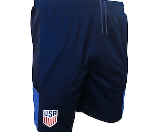 U.S. Soccer USMNT Officially Poly Soccer - Pantalones cortos para hombre adulto, color azul marino
