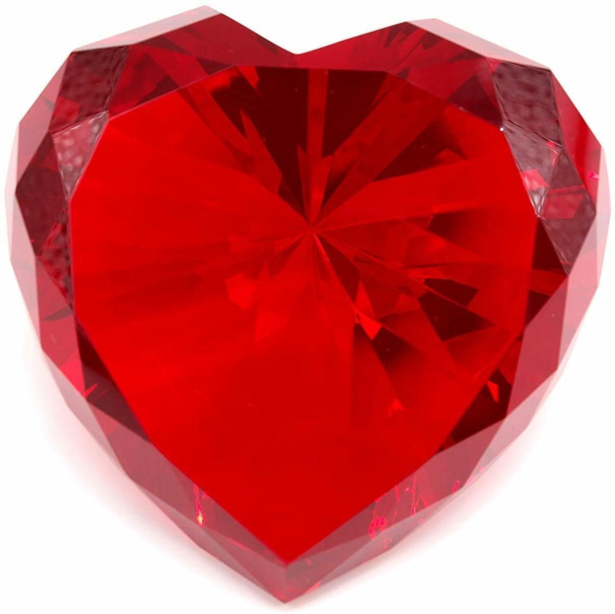 Ruby Paperweight 80mm Ruby Heart Personalized Ruby Red Crystal Heart: Laser Engraved ...