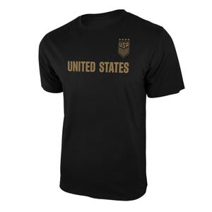 USWNT T-Shirt: U.S. Soccer Federation Black & Gold Logo image 1