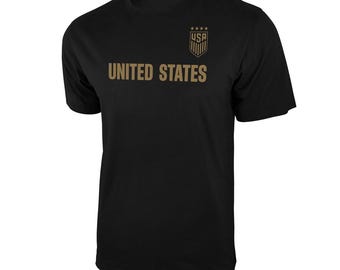 USWNT T-Shirt: U.S. Soccer Federation Black & Gold Logo