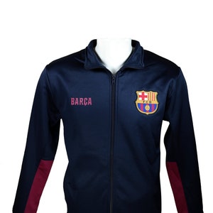 Icon Sports Men FC Barcelona Officially Zipper Soccer Jacket - Navy Home (Special Deal Now) Custom Name & Number
