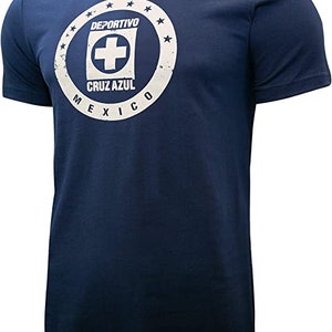 Cruz Azul Officially Licensed Soccer T-Shirt Cotton Tee -01 Navy Color  Custom Your Name & Number
