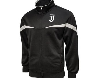 Juventus Adult Full Zip Track Jacket - Black & Gray Custom Name and Number