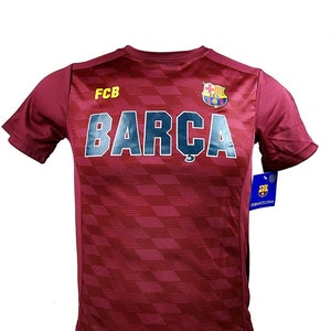 FC Barcelona Logo Youth T-Shirt Poly Soccer Jersey BARCA Red ADD (Name + Number)