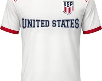 2026 US Soccer USMNT Game Day Soccer T-Shirt: Official Licensed Poly Jersey - White Color - United States Print