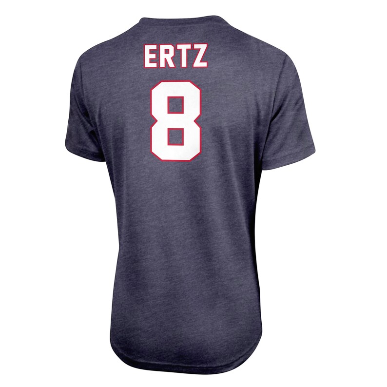 May include: A navy blue t-shirt with the name "ERTZ" and the number "8" printed on the back in white with a red outline.