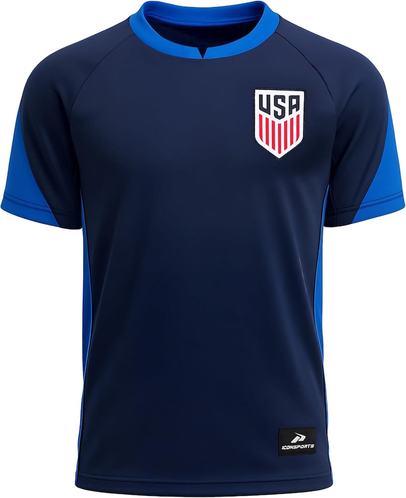 2026 USMNT Soccer T-Shirt: Custom Name & Number, Youth Poly Elite Game - Woven Patch USA image 2