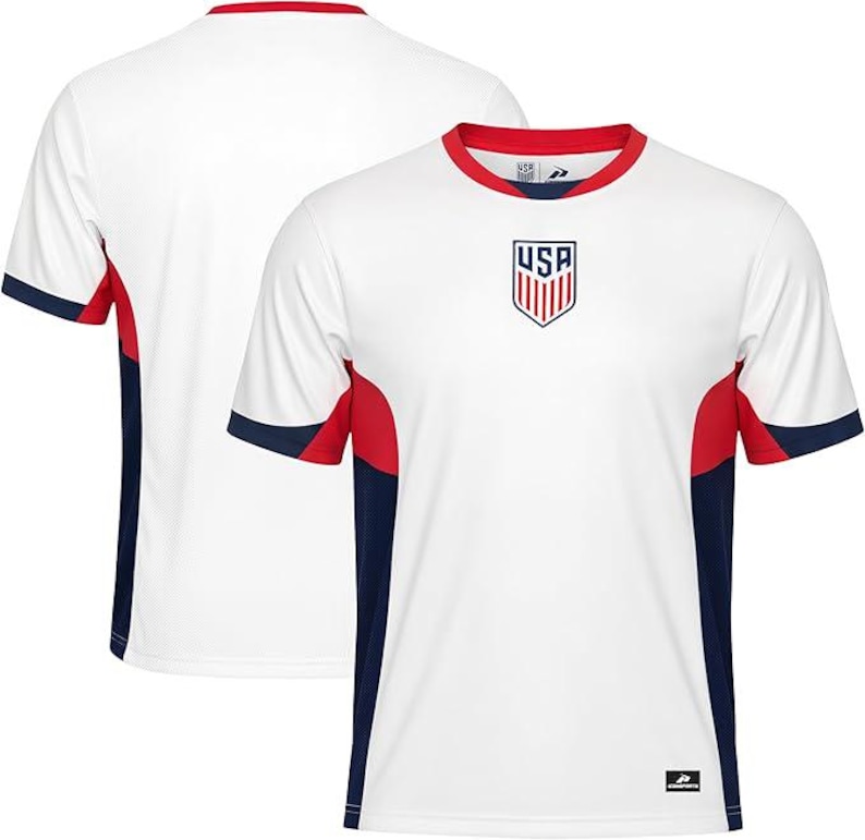 2026 US Soccer USMNT Game Day Soccer T-Shirt: Official Licensed Poly Jersey - White Home Team Color - Adult Men Size image 2