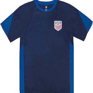 U.S. Soccer USMNT Soccer Youth Poly Elite Game Youth Soccer Poly T-Shirt - Unisex Kid&#39;s Striker Custom Your Name & Number