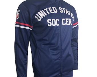U.S. Soccer Track Jacket: Navy Full Zip, Custom Name & Number