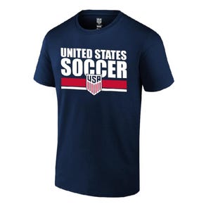 U.S. Soccer USMNT Logo Adult T-Shirt Navy Logo Word [Custom] Name + Number immagine 1