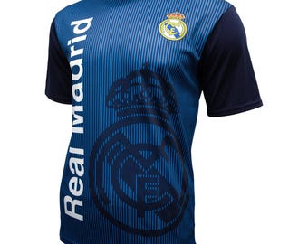 Real Madrid Official Licensed "Sublimation Logo" Poly Soccer Jersey - Home Blue Color