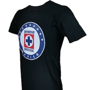 Cruz Azul Officially Licensed Soccer T-Shirt Cotton Tee -04 Black Color  Custom Your Name & Number