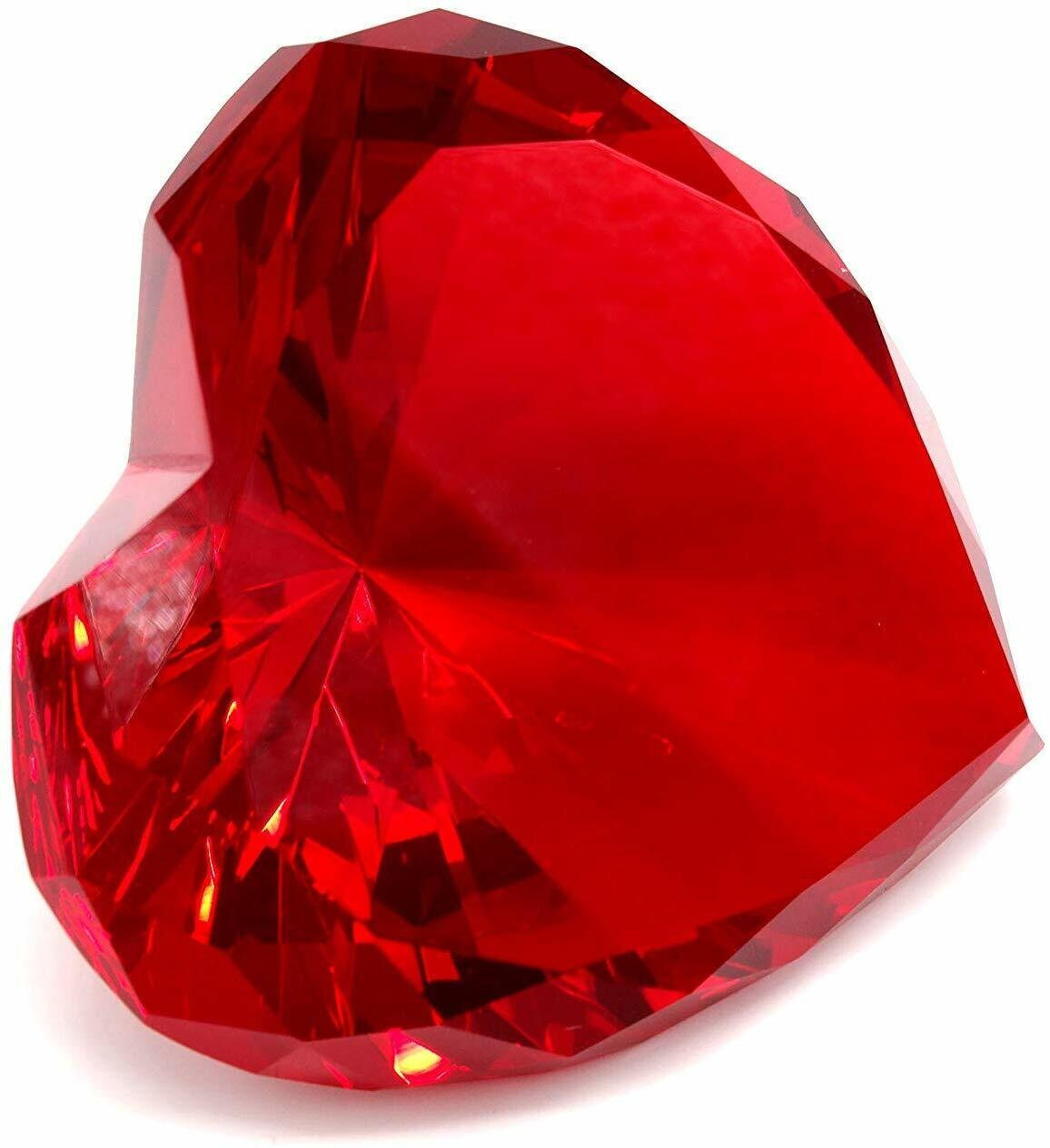 Ruby Paperweight 80mm Ruby Heart Personalized Ruby Red Crystal Heart: Laser Engraved ...