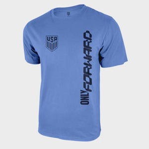 U.S. Soccer USMNT Logo Adult T-Shirt Heather Blue Black Print Only Forward afbeelding 2