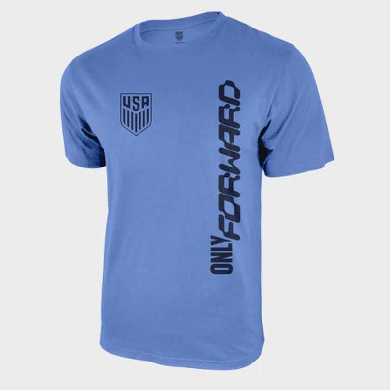 U.S. Soccer USMNT Logo Adult T-Shirt Heather Blue Black Print Only Forward afbeelding 2