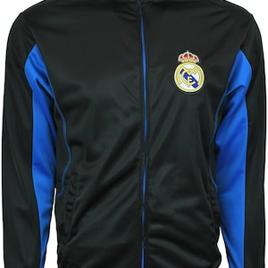 Real Madrid Official Soccer Jacket Black with Blue