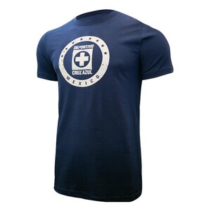 Cruz Azul Distressed Logo T-Shirt - Navy Blue Name and Number