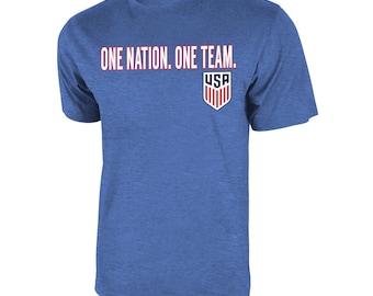 U.S. Soccer Federation USMNT Adult Logo T-Shirt Heritage Blue Mens Name and Number