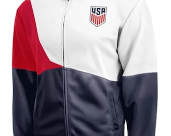 U.S. Soccer Track Jacket: Adult Full Zip, Custom Name & Number