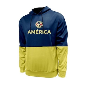 Club America 2 Tone Navy with Yellow Mix Official Soccer Hoodie Adult Custom Your Name & Number