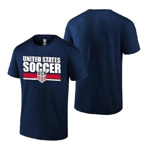 U.S. Soccer USMNT Logo Adult T-Shirt Navy Logo Word [Custom] Name + Number immagine 2